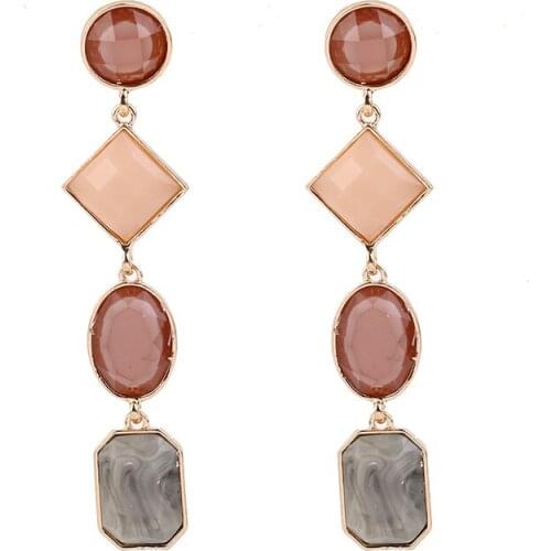 Vintage Temperament Resin Long Clip Earrings for Women No Pierced Female Dangle Hanging Fashion Ear Clips Jewelry Brincos 2020