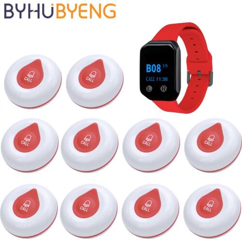 BYHUBYENG Waterproof Wireless Calling System Restaurant Pager Service Button For Calling In Restaurant Pager Relogio Digital