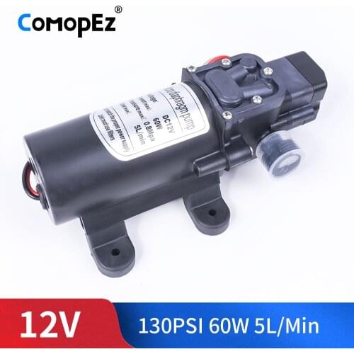 DC 12V 60W 130PSI 5L/Min Water High Pressure Diaphragm Water Pump Self Priming Pump Automatic Switch For Garden Wagon Camper
