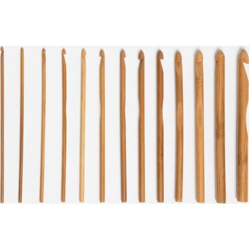 12pcs Bamboo Crochet hook, single head, whole bamboo, wool crochet, scarf wool knitting tools