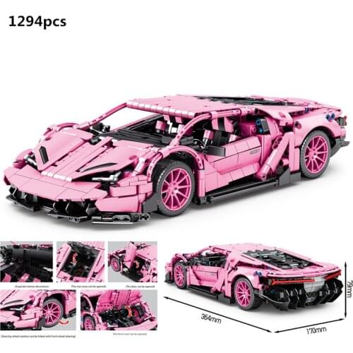 High-Tech Sports Car Pink Vehicle Building Blocks Speed Champions Famous Racing Model Sets Bricks Toys For Children Girls Gifts