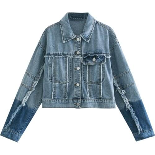 2021 Spring Female Autumn Tassel Frayed Jeans Jacket Women Vintage Cropped Denim Jackets Veste Femme Casual Loose Short Coats