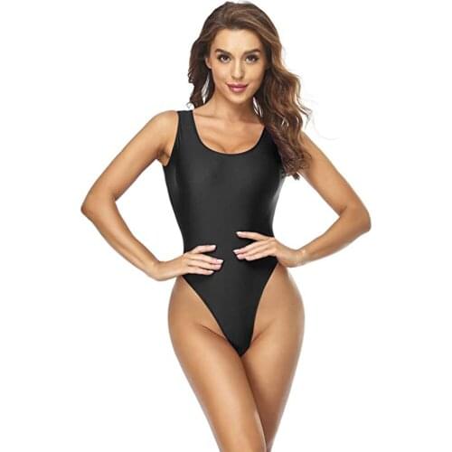 Speerise Women Sexy High-Cut Thong Bodysuit Female Bikini SwimSuit Sleeveless Plus Size Leotards One Piece Swimwear Bathing
