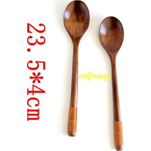 100pcs/lot 23.5x4cm Japanese Style Wooden Soup Spoon Healthy Wood Spoon Rice Spoon Children Tableware