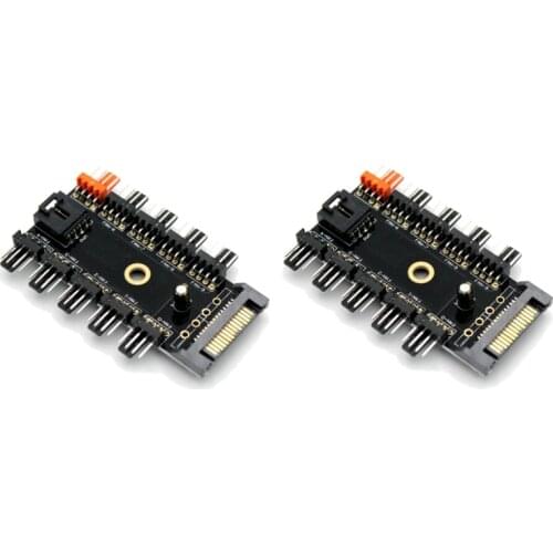 2 Pieces of 1 to 10Pc Cooling Fan Hub Splitter Pwm Sata 12V Power Supply Speed Controller Suitable for Bitcoin Mining