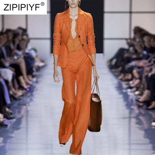 2021 New Women 2 piece set suit Double breasted Blazer and Trousers Elegant High Fashion Chic Lady Woman blazer Outfits