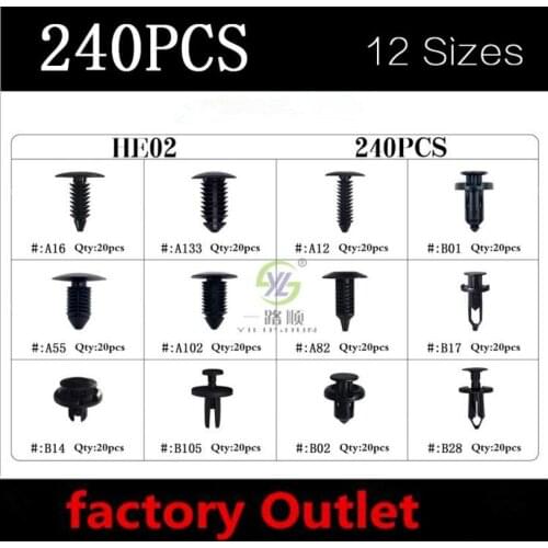 240PCS for Honda TOYOTA Ford Car Fastener Mixed Car ceiling Trunk Bumper Fastener Fender Fixed Clamp Interior Clip
