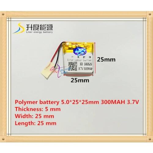 3.7V 300mAh 502525 052525 polymer thium ion battery Bluetooth MP3 MP4 sound card beauty instrument