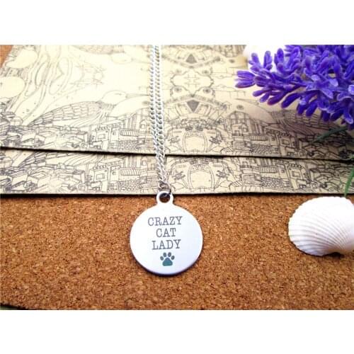 3pcs/lot Fashion stainless steel necklace "crazy lady" Charms Pendant necklace Jewelry Gift more style for choosing