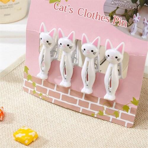 4pcs Kawaii Cats Plastic Windproof Clothespin Cute Food Sealing Clips Photo Clips Clothes Pegs Household Accessories