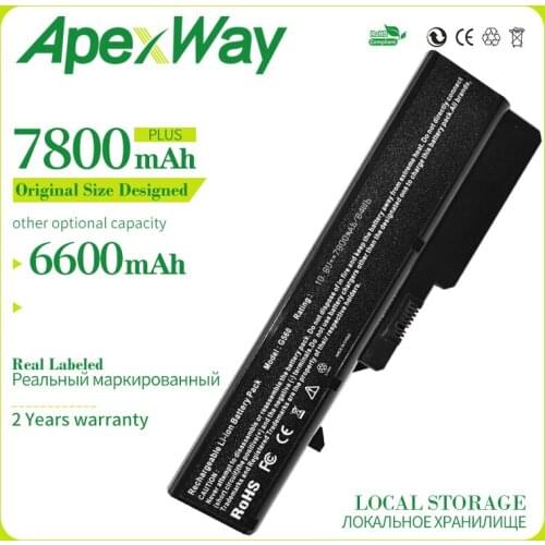 Apexway 7800mAh Laptop Battery for Lenovo IdeaPad G460 B470 V470 B570 G470 G560 G570 G770 G780 V300 Z370 Z460 Z470 Z560 Z570 K47