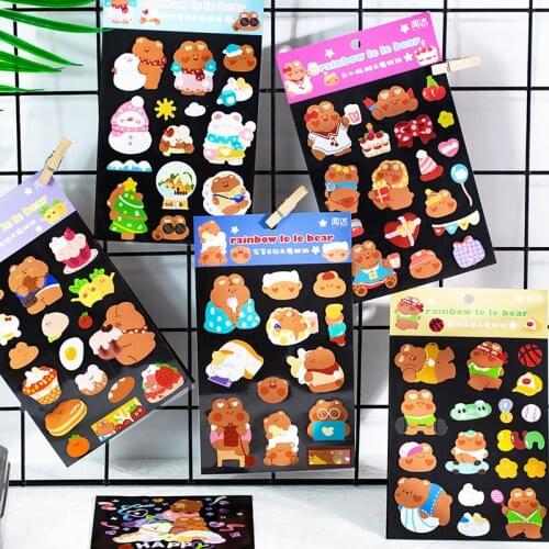 Scrapbook Stickers Kawaii Little Bear Stickers Journal Stickers Decoration Sticker Cartoon Decals Collection for Daily Planner