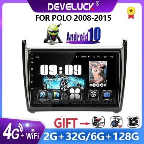 2 DIN Andriod 10 Car Radio Multimedia Video Player for Volkswagen VW POLO 2008-2015 2Din stereo Dvd RDS DSP 4G NET+WiFi 6G+128G