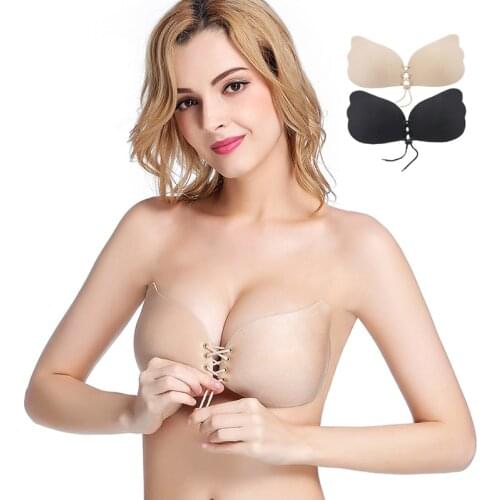 Sexy Women Invisible Bra Super Push Up Seamless Blackless Self-Adhesive Sticky Wedding Party Front Strapless Bra Accessories Pad