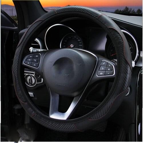 38cm Car Carbon Fiber Steering Wheel Cover Skidproof Auto Steering- wheel Cover Anti-Slip Universal Embossing Car-styling