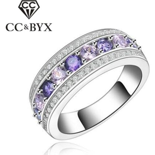 Cincin Wanita Purple Cocktail Ring Crystal Rings For Women Fashion Jewelry Luxury Rings Party Accessories Bijoux Anel CC135