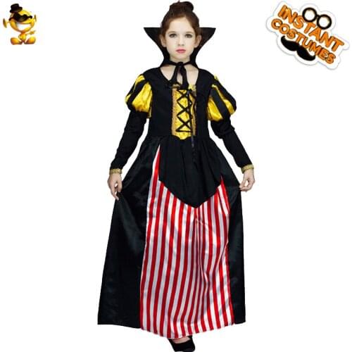 DSPLAY Princess Costume Kids Dress Girls New Arrival Dark Princess Long Dress For Halloween Party Cosplay Gown