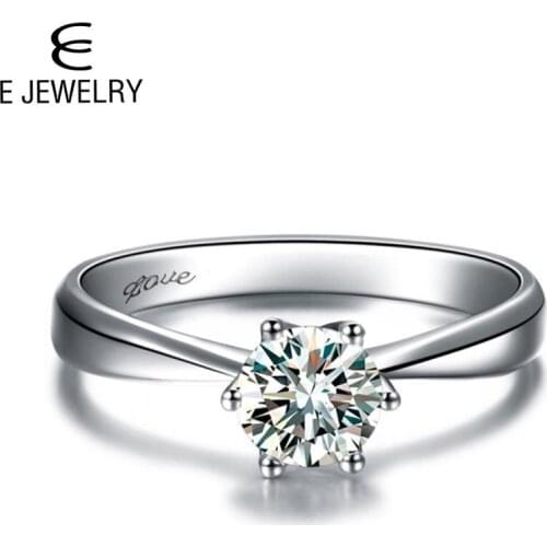 E Jewelry 925 Sterling Silve Fashion Wedding Rings Womens 1ct Zircon Engagement Rings Glamour Jewelry