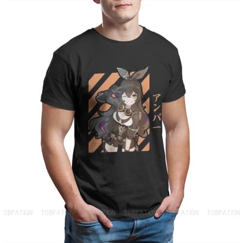 Amber Genshin Impact Action Role-playing Game Cloth Print T Shirt Oversize TShirt Homme For Men Streetwear