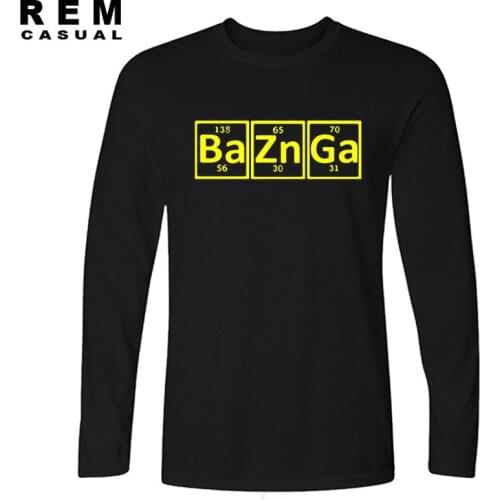 Casual New Cotton Men T Shirt Bazinga Periodic Table The Big Bang Theory Sheldon Cooper Long sleeve T-shirt