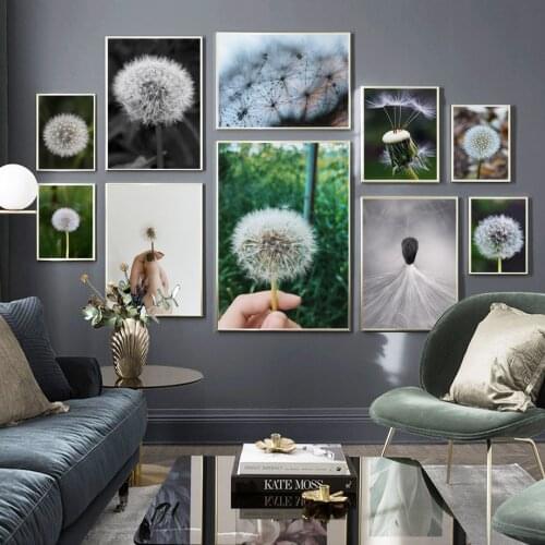 Dandelion Flower Green Plant Landscape Wall Art Canvas Painting Nordic Posters And Prints Wall Pictures For Living Room Decor