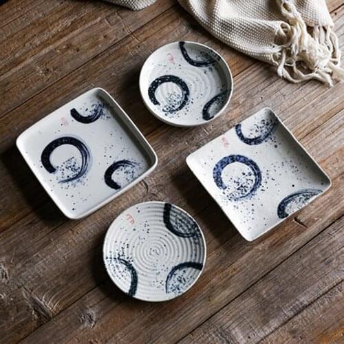 FANCITY Chinese style ceramic square plate Japanese small dish creative household tableware small dish appetizer dish peanut