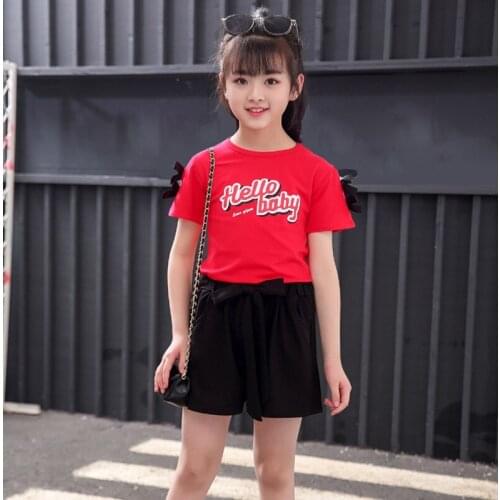 Kids wear girl clothes summer pure Cotton T-shirt Shorts fashion two-piece 2019 hot sale baby 3-10 Age Quality children clothing