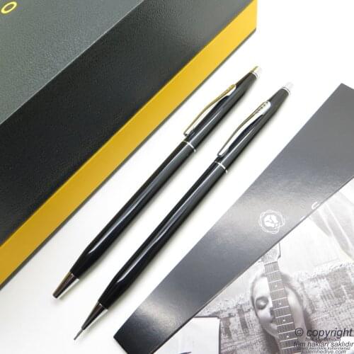 Cross AT0087-77 Century Classic Black Lacquer Pen & Versatil Pen Suit | Cross Pen | İsme Special Pen