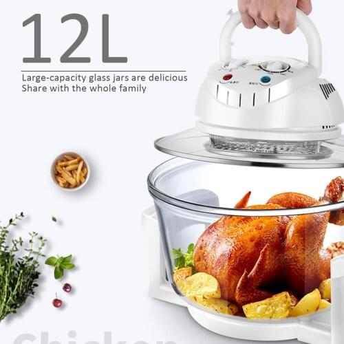 Multifunction 1200W 12L Conventional Infrared Oven Roaster Air Fryer Turbo Electric Cooker BBQ Bake Cook With Recipe