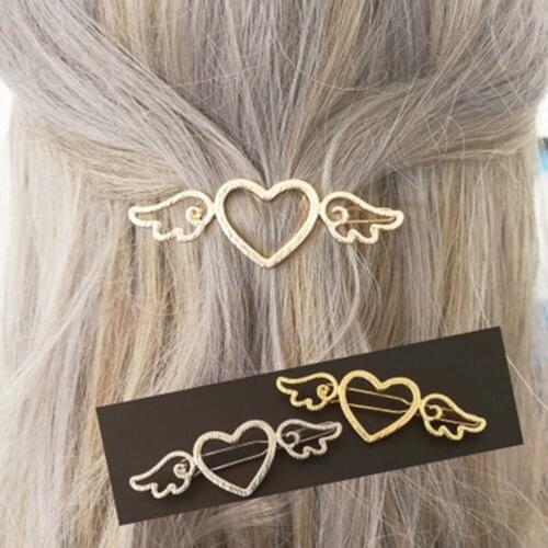 Fashion Women Girls Metal Hair Clip Hairpin Angle Wings Love Heart Barrettes Geometric Alloy Hairgrip Hair Accessories