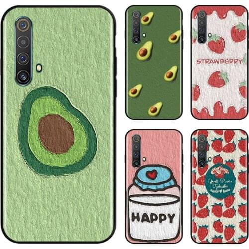 Cute Oil Painting Cartoon Fruit For OPPO Find X3 X2 K5 K3 R17 R15 R9S F19 F15 F11 F9 F7 F5 Neo lite Pro Black Soft Phone Case