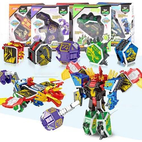 New Kids Transformation Toy Assembly Dinosaur Rangers 5 In 1 Deformation Robot Model Boy Birthday Gifts High Quality Puzzle