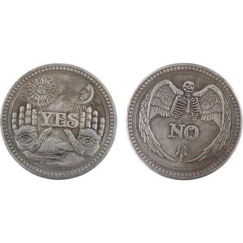 OOTDTY 1 PC Yes Or No Skull Commemorative Coin Souvenir Challenge Collectible Coins Collection Art Craft New