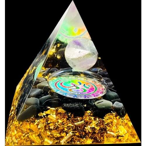 Orgonite Pyramid Obsidian Amethyst Olivine Stone For Anti-stress Calmness Healing Crystal Gemstone Home Mascot Ornament