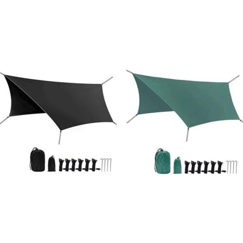 ELOS-Camping Tarp Waterproof Rain Fly Tent Essential Survival Gear Sunshade Multifunctional Outdoor Awning 118X118inch