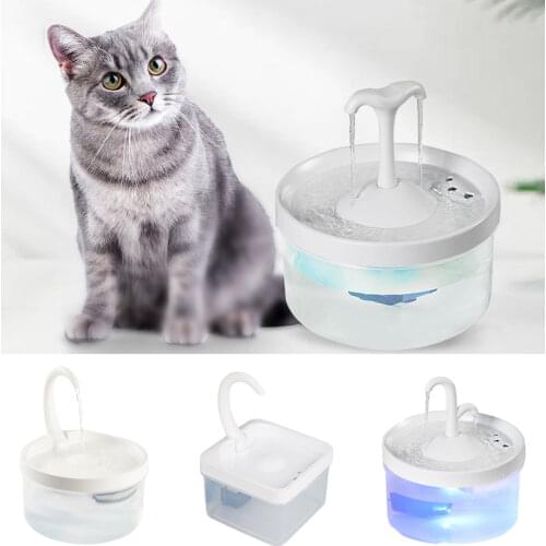 2L Pet Cat Water Fountain USB Automatic Dog Drinking Fountain With LED Light Drinker Feeder Pet Drinking Fountain Dispenser