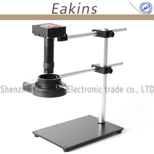 16MP Industry HD HDMI Video Microscope Camera Adjustable Dual Rotatable Boom Stand Holder+144 LED Light+1X-100X C-mount Lens