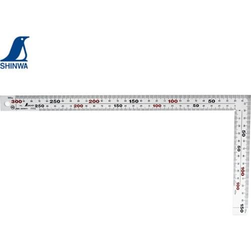 SHINWA Penguin Carpenters Square Wide Hard Chrome Finish Stainless Steel Right Angle Ruler for Inking Marking Measuring
