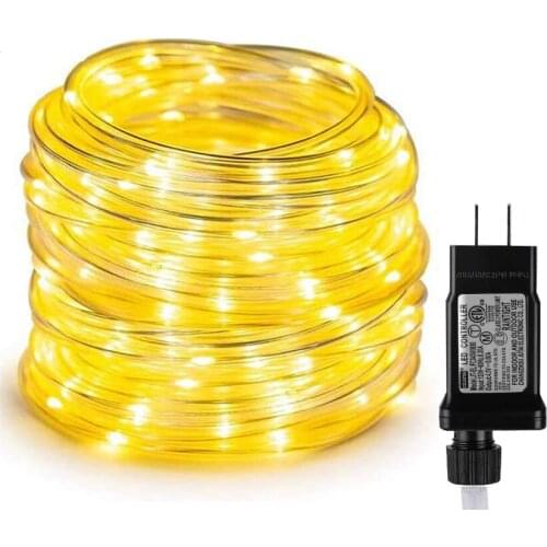 20M 200 LED Rope Lights Low Voltage Outdoor Waterproof Plug in Tube Lights For Deck Patio Pool Christmas Landscape Lighting