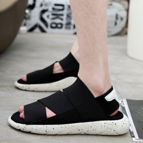 Sandals Men shoes Gladiator Mens Sandals Roman Men Shoes Summer Black Flat Sandals Large water beach slides