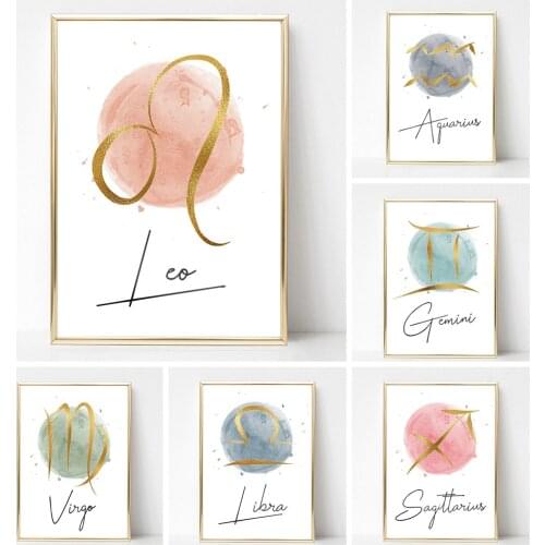 Constellation Nursery Wall Art Canvas Poster Prints Minimalist Zodiac Star Sign Painting Nordic Kids Home Decoration Pictures