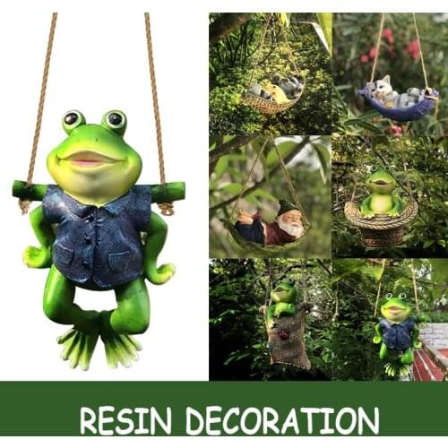 Animal Garden Statue Resin Hanging Frog Gnome Cat Ornament Summer Outdoor Landscape Window Pendant Home Improvement