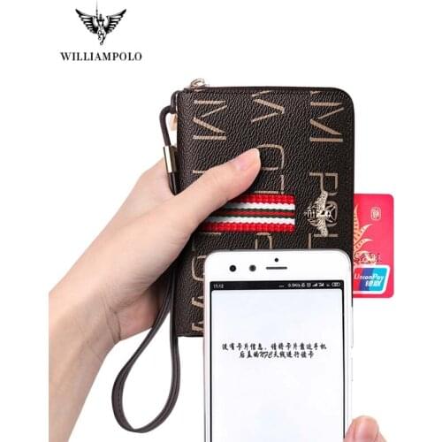 Williampolo leather wallet womens short RFID anti theft brush release degaussing large capacity credit card bag Fashion Wallet