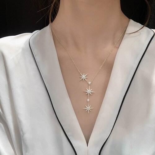 Titanium Steel Star Party Womens Pendant Necklace Fashion Female Choker Necklaces Jewelry Simple Ladies Pentagon-Star Jewelry
