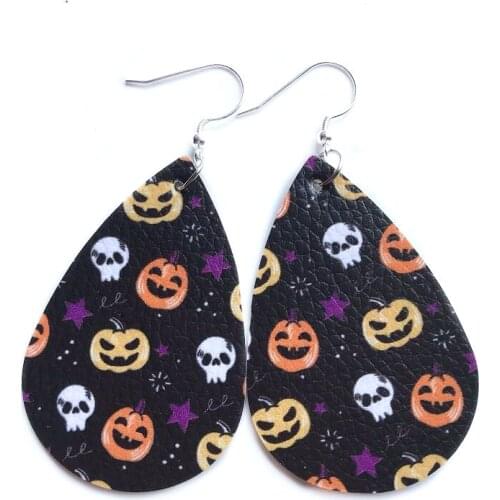 1 Pair Water Drop Dangle Earrings For Women Faux Leather Earrings Jewelry For Halloween Gift