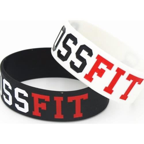 1PC New Fashion Jewelry CROSS FIT BRACELETS Black White Silicone Rubber CrossFit Bracelets & Bangles Wristbands Bands SH042