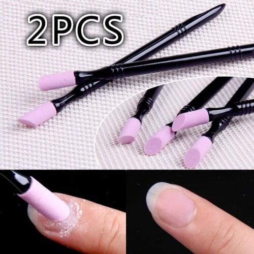 2Pcs Quartz Grinding Stick Double End Nail Art Quartz Polish Pen Layer Pusher Reuses The Trim Over Nail Art Tool