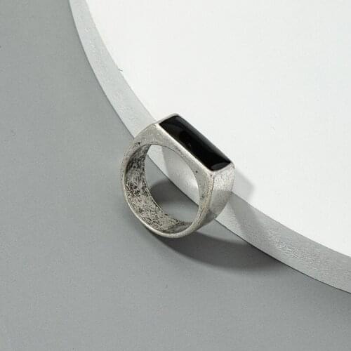 2021 Ins Men Antique Black Enamel Minimalism Knuckle Finger Band Rings Korean Fashion Women Party Jewelry