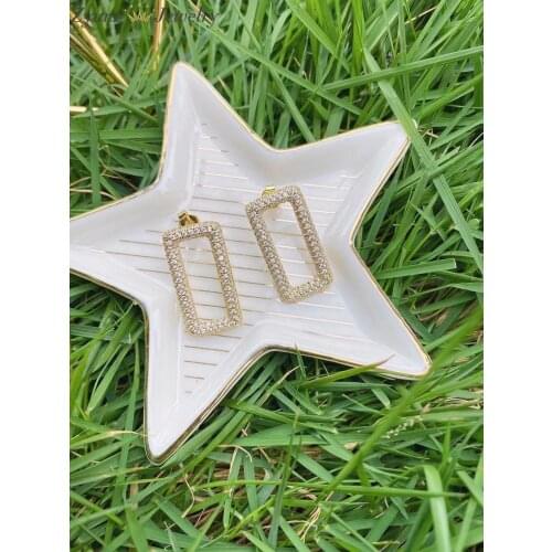 3 Pairs, Fashion Full Crystal Stud Earrings For Women Simple Rectangle Gold Earrings Trendy Bijoux Femme Brinco Pendientes Mujer