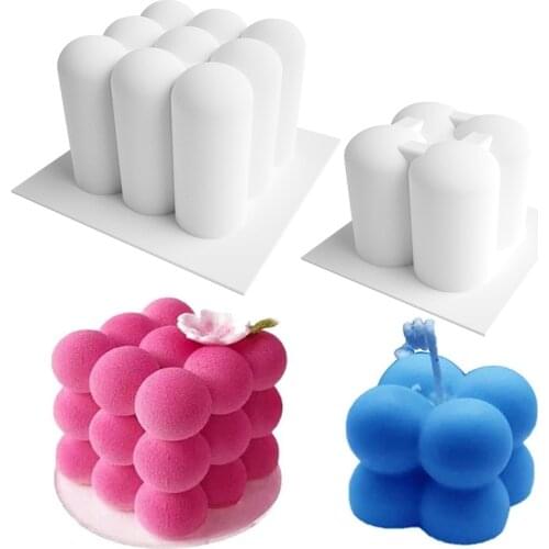3D Candle Mould DIY Silicone Cube Balls Fondant Molds Handmade Soap Ornament Cake Mousse Ice Cream Baking Decorations Tools